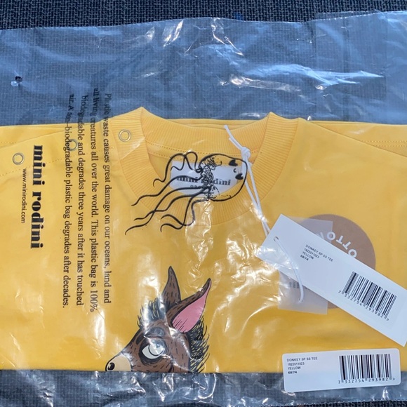 Mini Rodini Donkey SS Tee Yellow - NWT - Picture 4 of 4